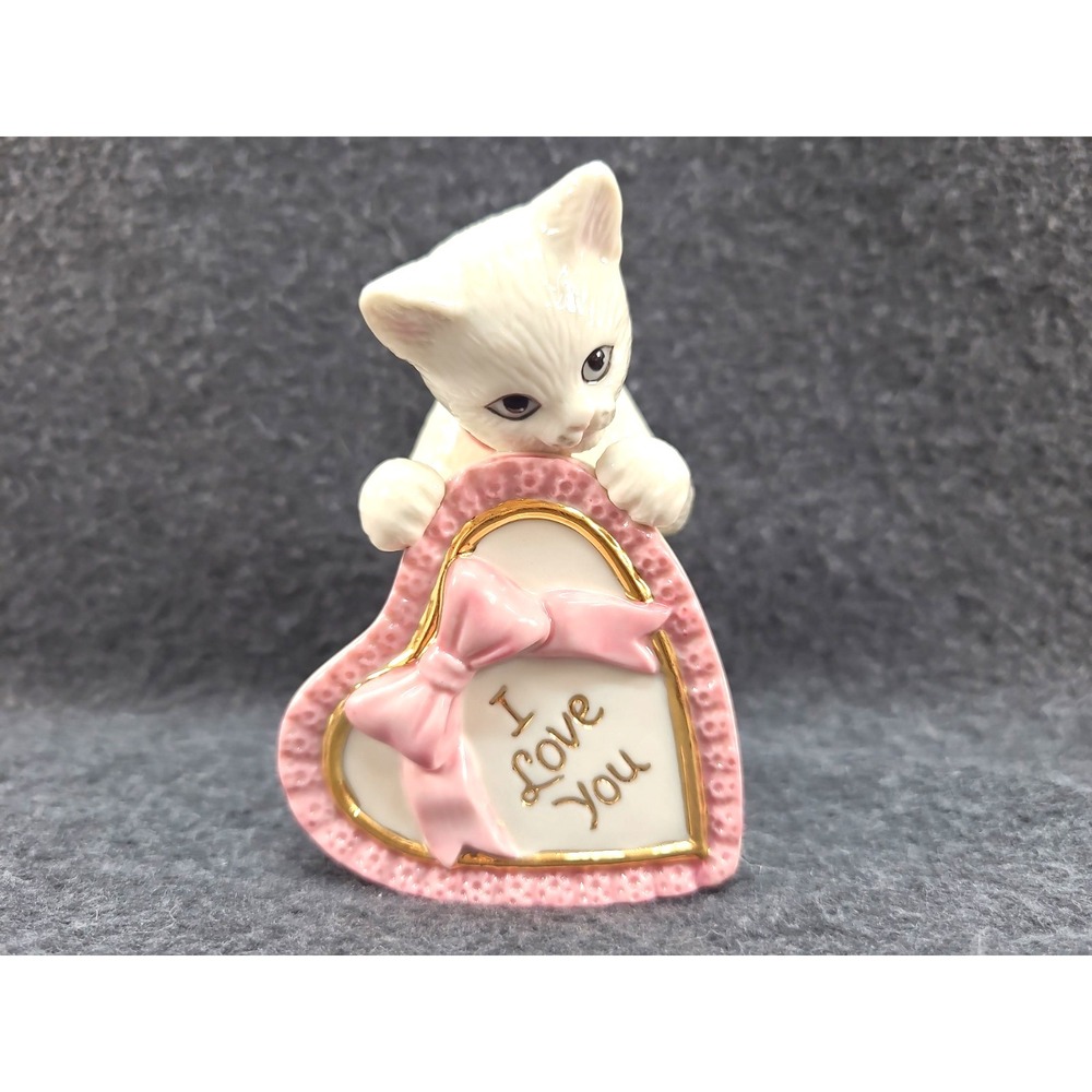 Adorable Porcelain Lenox "I Love You" KITTY LOVE Kitten Figurine - Collectible